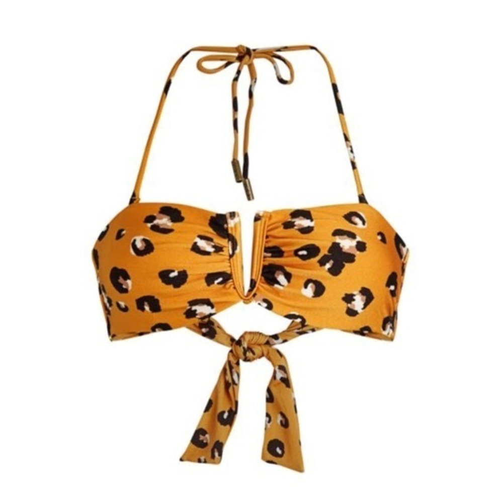 Red Carter Leopard-Print V-Notch Bandeau Bikini Top & Bottom